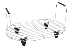 lot 7072 image: Hearthoom Steam And Roast Rack Compatible with Series Slow Oval Pot, Stainless Steel Rack with Silicone Feet And Handles for Slow Cooker Crock Pot, Silver