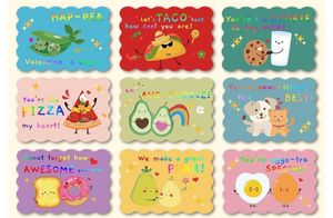 lot 7073 image: WENHUI 72 Cute Valentine Cards with Gold Foil - 9 Fun Designs, Small Classroom Exchange Cards with Envelopes