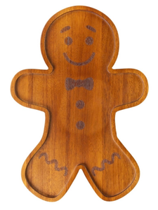 lot 7074 image: Holiday Time Acacia Wood Gingerbread Man Board, 14 x 9.84 x 0.78 in, Kitchen Serving Board