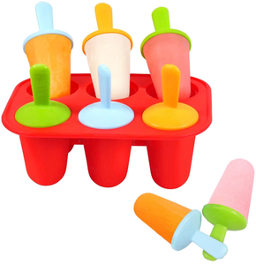 lot 7077 image: Silicone Popsicle Molds for Toddlers, 6-Cavity Mini Popsicle MoldsBPA-Free with 6 Colorful Reusable Sticks for Breast Milk, Fruit Puree, Yogurt, Juice and Homemade Frozen Treats, Red