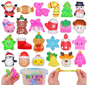 lot 7085 image: Howzcci 24 Pack Christmas Mochi Squishy Toys Squishies Christmas Toys for Kids Girls Boys Party Favors Christmas Stocking Stuffers Party Favors Candy Bags Gifts