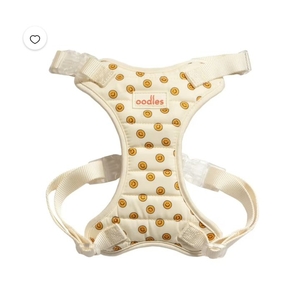 lot 7261 image: Oodles Tan Smiley Faces Quilted Adjustable Dog Harness - Small