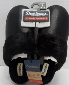 lot 7413 image: Dearfoams Womens Gel Infused Memory Foam Slippers Size 9-10