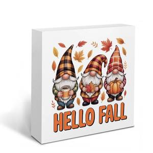 lot 7440 image: Rustic Tis the Season Pumpkin Wood Box Sign, Farmhouse Retro Fall Artwork Decor, Autumn Harvest Thanksgiving Wooden Desk Block Signs Home Shelf Office Decoration 5 x 5 Inches