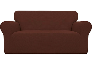 lot 6887 image: Easy-Going Stretch Loveseat Couch Covers Washable Coffee1-Piece Loveseat Covers for 2 Cushion Couch Furniture Protector RV Sofa Slipcover Soft with Bottom for Kids Pets