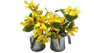 lot 6893 image: Faux Plants & Florals Yellow Flowers Black Gingham Ribbon 2-Pack