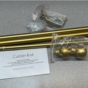 lot 6896 image: Gold Curtain Rod with Finials and Brackets