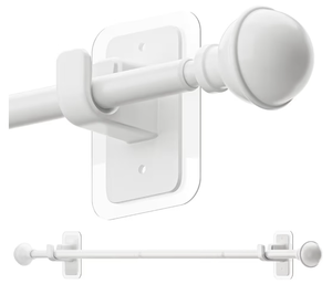 lot 6897 image: ENJOYBASICS Curtain Rods No Drilling for Renter, 28-52 Adjustable, WhiteEasy Tool-Free Installation, Sag-Resistant, Adhesive for Smooth Surface, Flexible Fit for Apartment, Dorm, RVs, Door, Closet