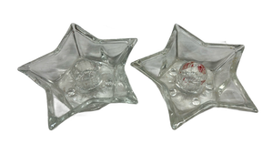 lot 7054 image: Star-Shaped Glass Candle Holders, Set of 2
