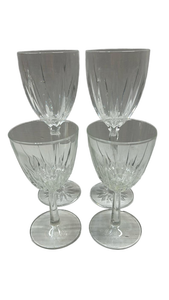 lot 7057 image: Set of 4 Cut Glass Stemware Glasses with Radiating Pattern