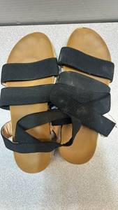 lot 7717 image: Slide Sandals with Black Straps Pair womans size 6
