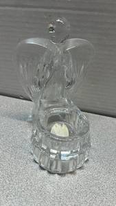 lot 7722 image: Clear Glass Angel candle holder with Wings