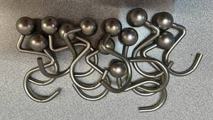 lot 7745 image: Set of 12 Shower Curtain Hooks with Ball Finials