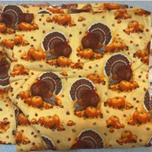 lot 7750 image: Thanksgiving Turkey Pumpkin Printed Fabric Remnant