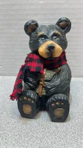 lot 7794 image: Bear Figure Figurine with Red and Black Plaid Scarf