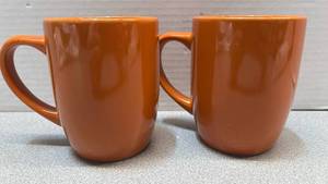 lot 7808 image: Orange Ceramic Mugs Set of 2