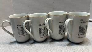 lot 7813 image: Norman Rockwell Porcelain Mug Set 4-Piece with Gold Trim