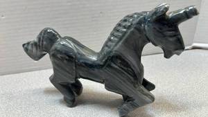 lot 7818 image: Dark stone unicorn Figurine Statue