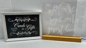 lot 7820 image: Wedding Sign Set Cards Gifts Guest Book 2-Piece