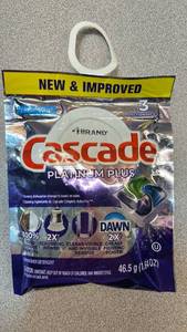 lot 7827 image: Cascade Platinum Plus Dishwasher Detergent ActionPacs 46.5g 1.64oz