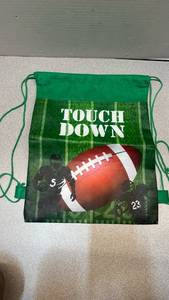 lot 7843 image: Touch Down Football Drawstring Backpack Green
