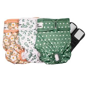 lot 7267 image: Pet Parents� Washable Dog Diapers (3pack)  Extendrs� of Durable Doggie Diapers, Premium Dog Diapers Female (Medium, Daisy)