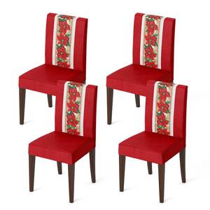 lot 7278 image: Horaldaily Christmas Red Watercolor Red Poinsettia Chair Covers, 4PCS