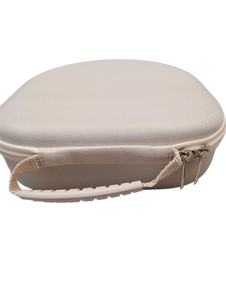 lot 7280 image: Round Zippered Travel Case with Mesh Interior Pocket and Ring Accessory for headphones