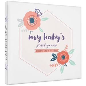 lot 7286 image: Baby Memory Book Girl - Keepsake Journal and Scrapbook Photo Album for Girls First 5 Years, Baby Milestones, Floral, Hardcover - Retail $26