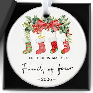 lot 7469 image: Christmas Ornaments Our First Christmas As A Family of Four Ornament