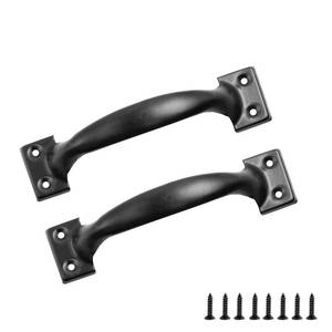 lot 7477 image: Zernmiarder 4 Inch  100mm Black Iron Cabinet Pulls, Vintage Rustic Style, Pack of 2