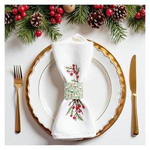 lot 7478 image: Christmas Napkin Rings,Mingting 100PCS Paper Napkin Bands Self Adhesive for Table Decor Setting Christmas Dinner Party Decoration Holiday Supplies, Green