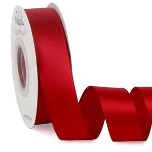 lot 7482 image: Ribbli Double Faced Red Satin Ribbon,1 x Continuous 25 Yards, Fabric Ribbon Use for Bows Bouquet, Christmas Gift Wrapping, Floral Arrangement