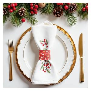 lot 7488 image: Christmas Napkin Rings,Mingting 100PCS Paper Napkin Bands Self Adhesive for Table Decor Setting Christmas Dinner Party Decoration Holiday Supplies, Red