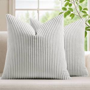 lot 7489 image: Mecatny Corduroy Decorative Throw Pillow Covers 18x18 Set of 2 Grey
