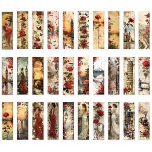 lot 7492 image: 30PCS Vintage Natural Style Bookmarks Colorful Flower Plant Book Tracker Book Marks Beautiful Girls Reading Page Markers, 30 Designs Printing Paper Bookmarks for Women,Men,Kids, Book Lovers, Students