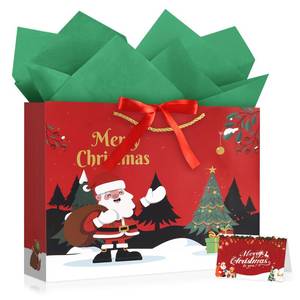 lot 7523 image: JMANNI Christmas Gift Bags, Christmas Bags with card, 4 Styles christmas bags for gifts and 4 card, Small Gift Bags, Xmas Paper Bags, Gifts Wrapping, Party Favors Holiday