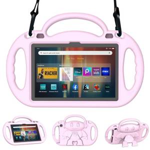lot 7524 image: Sanyetral Shockproof Kids Tablet Case with Handle, Bracket and Shoulder Strap, Incompatible with Nokia Remarkable TCL -Light Pink