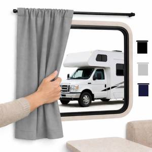 lot 7529 image: Short RV Window Curtains 33 Inch Long Blackout Curtains for Camper, Travel Trailer, Pop-Up & Van Thermal Insulated RV Window Door & Kitchen Window Privacy Panels (2 Panels, 30 inches Wide)