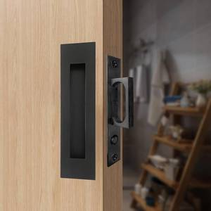 lot 7535 image: senharvest Recessed Finger Flush Pulls with Edge Pull -Sliding Closet Door Handles Hardware Suitable for Pocket Door,Closet Door,Sliding Doors, Barn Door Handle (Black, 4.72Inch)