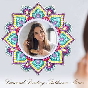lot 7578 image: Marsui Diamond Painting Mirror Kits Diamond Art Painting Mirror for Adults Beginners Christmas Birthday Gifts Art Crafts Home Wall Table Decor(Cute)
