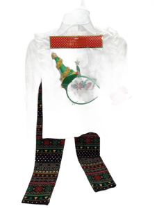 lot 7581 image: Kids Christmas Unicorn Long Sleeve Top and Patterned Leggings Set size 7