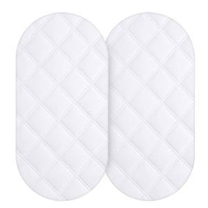 lot 7857 image: Yoofoss Waterproof Bassinet Mattress Pad Cover 2 Pack Fit for HourglassOval Bassinet Mattress, Baby Bassinet Mattress Protector for Boys and Girls 32X16in White