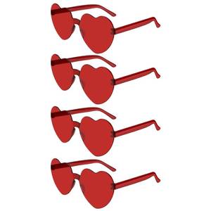 lot 7859 image: NACHLYNN 4 Pairs Red Heart Sunglasses for Women Rimless Heart Shaped Sunglasses Candy Color Glasses for Party Favors