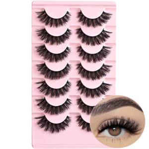 lot 7864 image: FARRED Lashes Cat Eye False Eyelashes Fluffy Wispy Lash Strips Natural Volume Fake Eyelash Mink Eye Lashes Natural Looking 7 Pairs Full Short Strip Pest Set Small Cateye Easy Lashes for Beginners