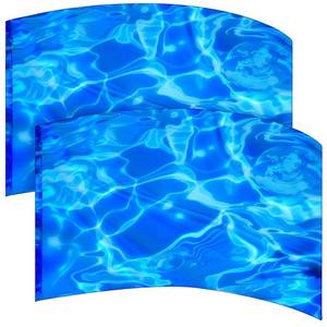 lot 7879 image: Jecery 2 Pieces 36 x 53 Inches Color Guard Flags Blue Pool Pattern Polyester Curved Rectangle Solid Color Flag with Scalable Rod Swing Worship Banners for Practice Performance and Outdoor Dance