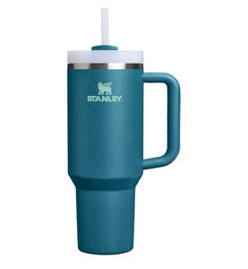 lot 7888 image: STANLEY Quencher H2.0 Flow State Tumbler, 40 oz, Coastal TealHandle and Straw  3-Position Lid  Cup Holder Compatible for Travel  Insulated Stainless Steel Cup  BPA-Free - Retail $33