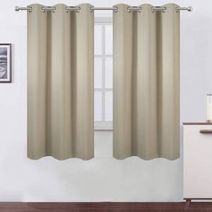 lot 7896 image: LEMOMO Beige Thermal Blackout Curtains42 x 63 InchSet of 2 Panels Room Darkening Curtains for Bedroom - Retail $24