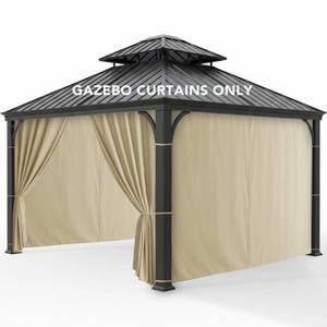 lot 18880 image: RichSets Patio Curtains Outdoor Waterproof with Zipper, 4-Panel - Retail $100