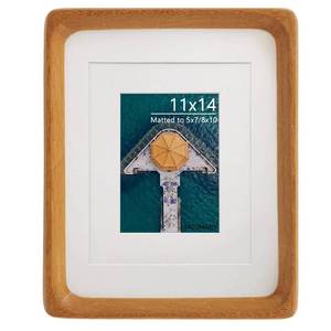 lot 18884 image: Tacomany Handcrafted Natural Wood Picture Frame with Mat for Wall and Tabletop display (Teak, 11x14 matted to 5x78x10) - Retail $36
